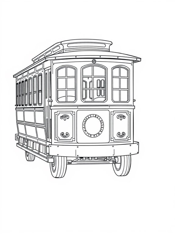 trolley line art coloring page