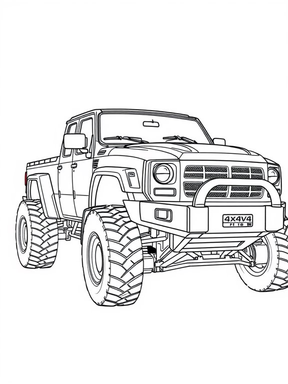 truck coloring page design