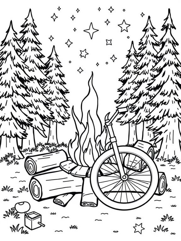 unicycle campfire coloring page