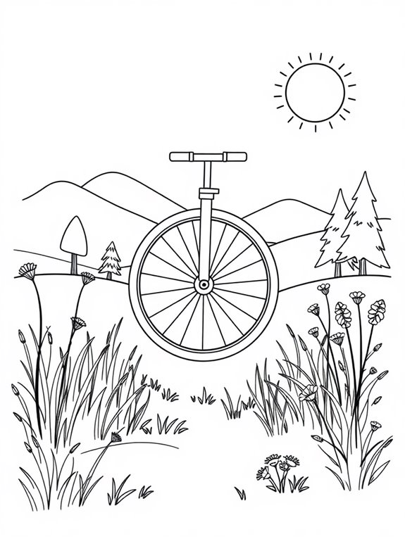 unicycle in nature scene