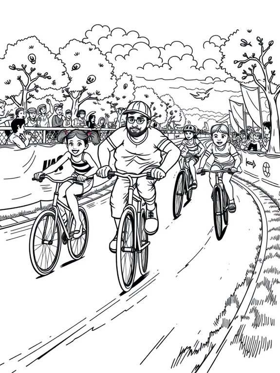 unicycle race coloring page