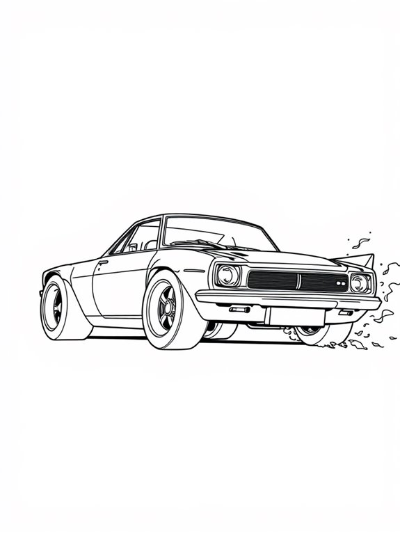 vintage drift car illustration