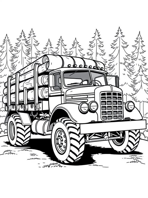 vintage logging truck illustration