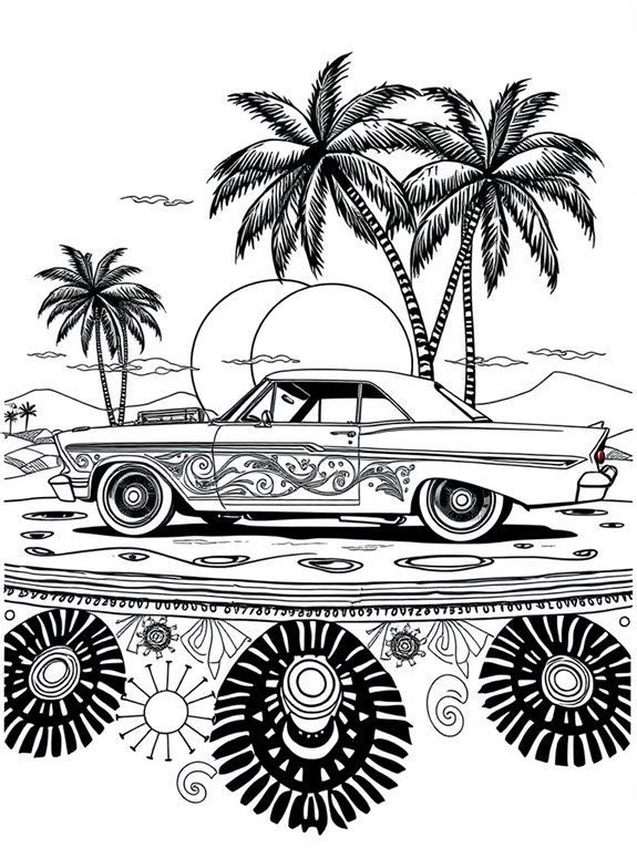 vintage lowrider coloring page