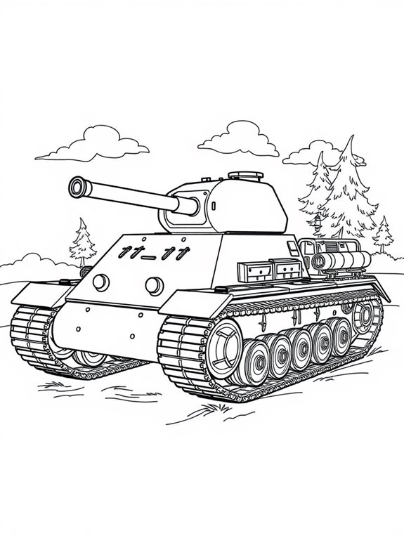 vintage military tank illustration