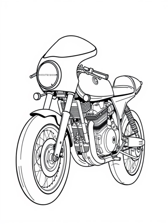 vintage motorcycle coloring page