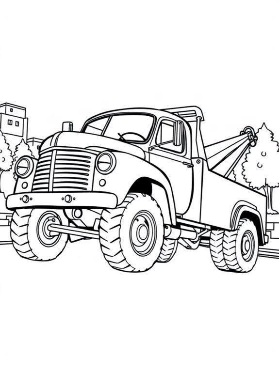 vintage tow truck illustration