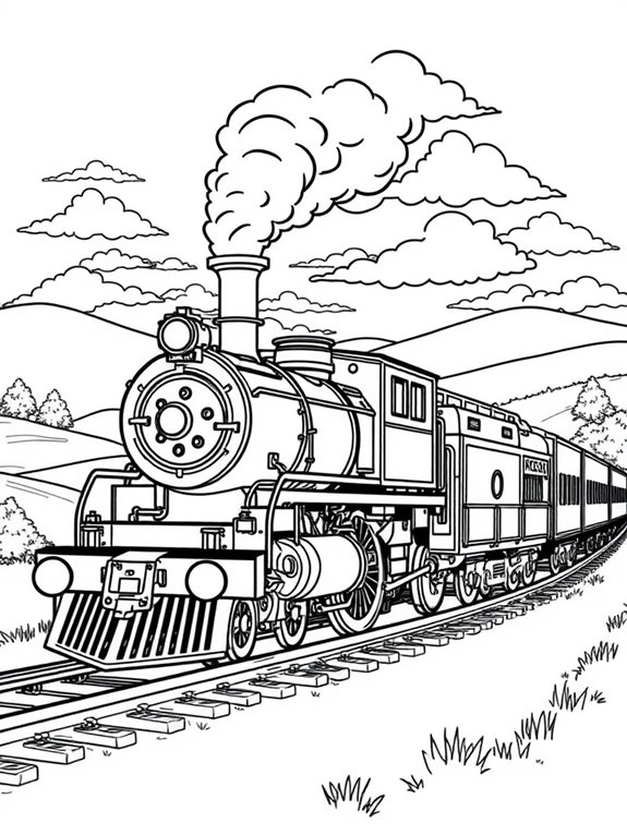 vintage train line art