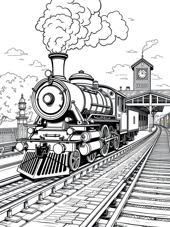 vintage train station scene