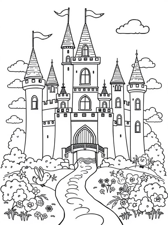 whimsical castle coloring page