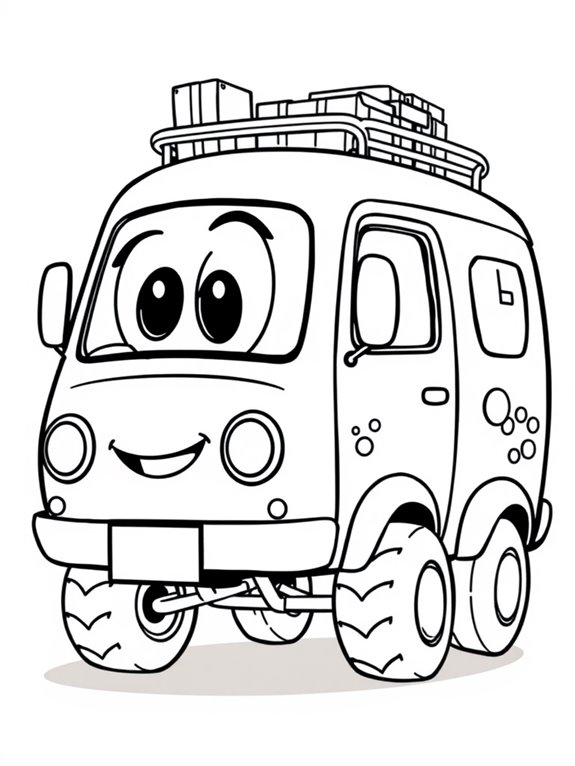 whimsical delivery van illustration