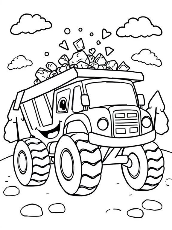 whimsical dump truck coloring