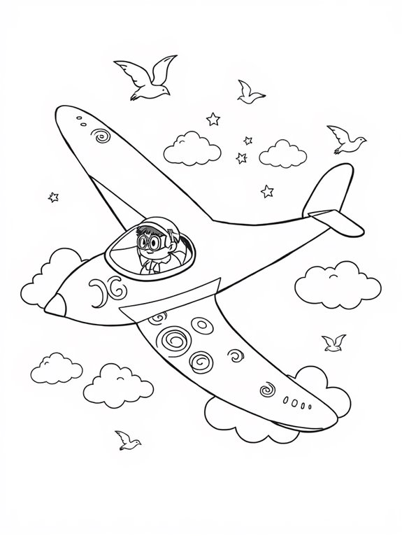 whimsical glider plane illustration