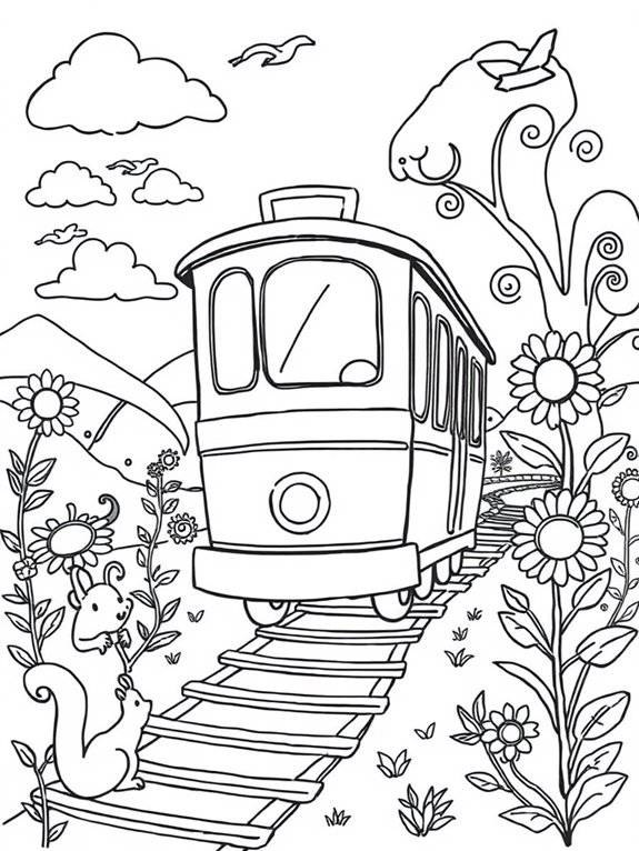 whimsical trolley coloring page