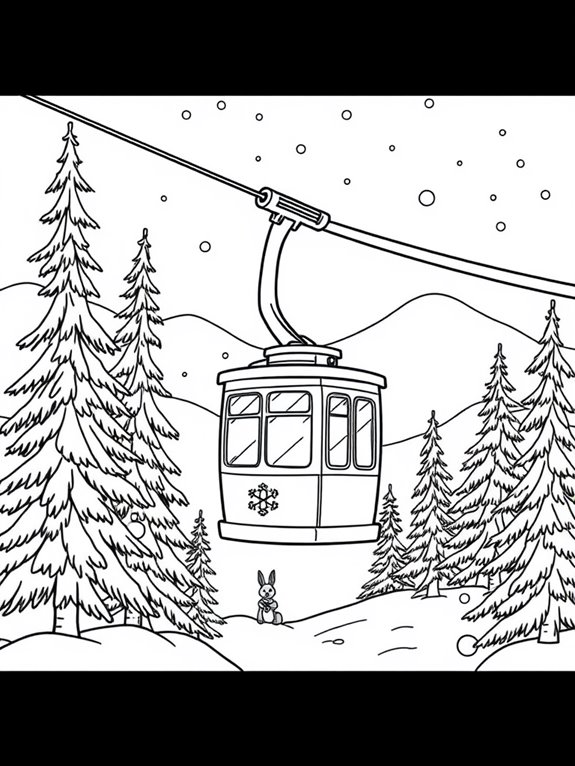 winter cable car scene