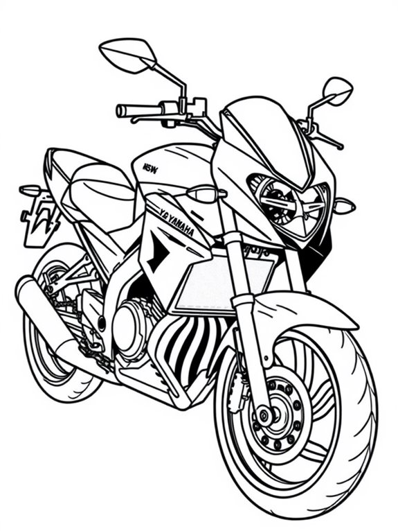 yamaha motorcycle coloring outline