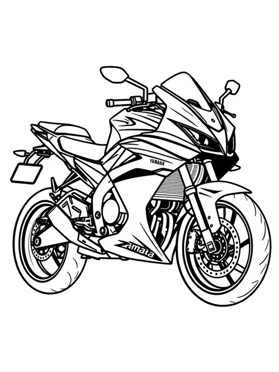 yamaha motorcycle coloring page