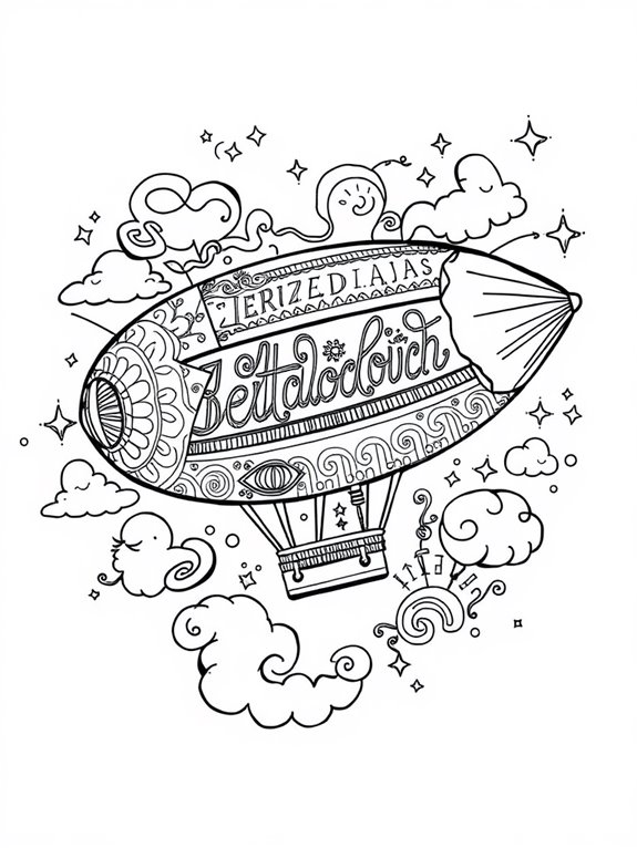 zeppelin themed artistic coloring page